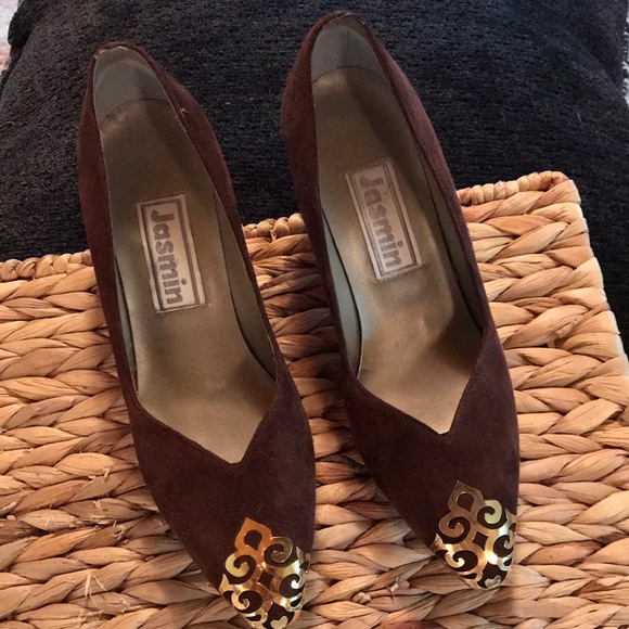 Jasmin Brown Suede Pumps size 6B - Picture 1 of 4